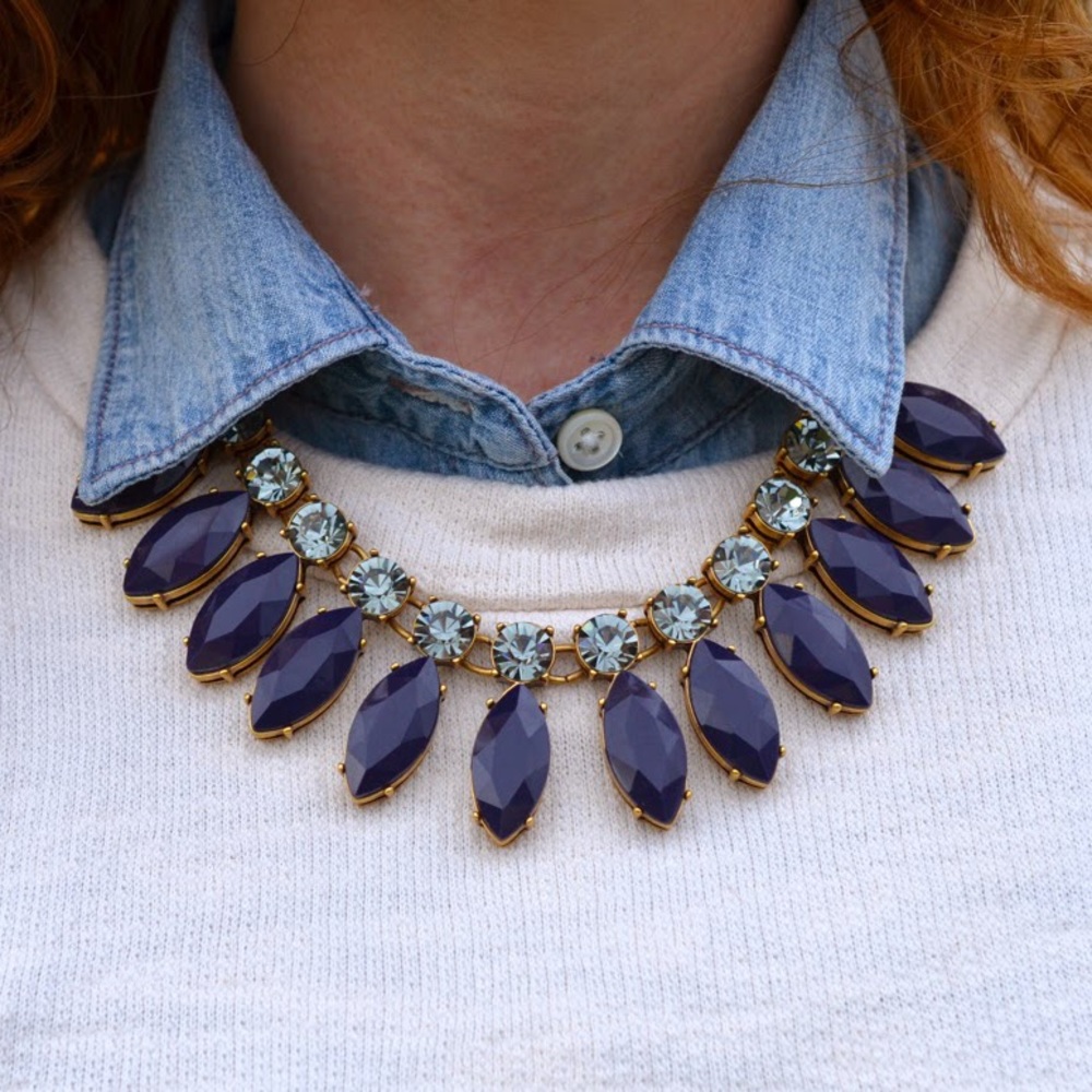 J. Crew navy statement necklace